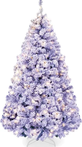 Miniatura 14 de Best Choice Products - Árbol de Navidad artificial preiluminado de pino flocado de 9 pies, 2-en-1, luces LED blancas y multicolor, apariencia Verde