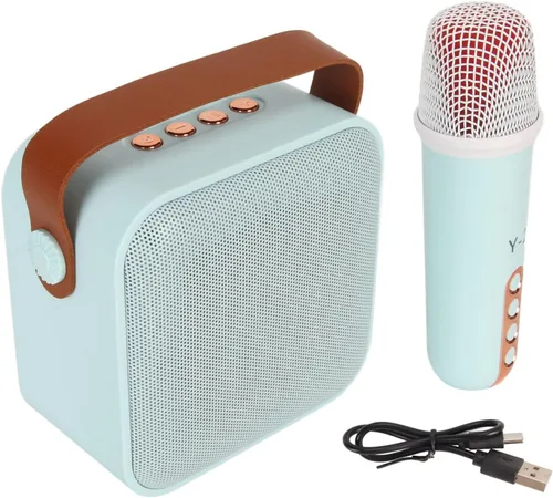 Miniatura 10 de Juego de mini máquina de karaoke con altavoz, micrófono inalámbrico, gran campo de sonido, chip profesional, múltiples conexiones, batería de larga