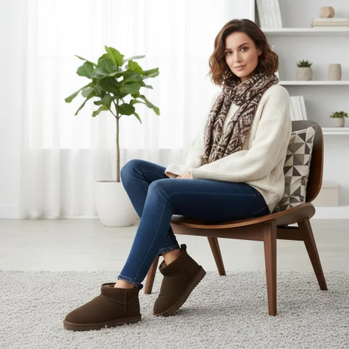 Miniatura 100 de CUSHIONAIRE, Hip 2 - Botas de nieve de gamuza auténtica para mujer, sin cordones, con cómodo forro de piel de oveja sintética + espuma viscoelástica