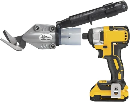 Malco TSV1 - Accesorio turboShear de revestimiento de vinilo, compatible con taladro y destornillador de impacto, mordazas de apertura amplia,