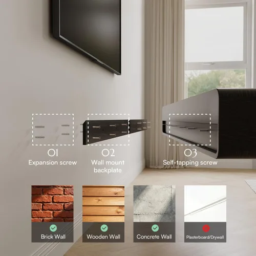 Miniatura 6 de POVISON - Soporte de TV flotante minimalista totalmente ensamblado, moderno centro de entretenimiento montado en la pared con 3 puertas abatibles
