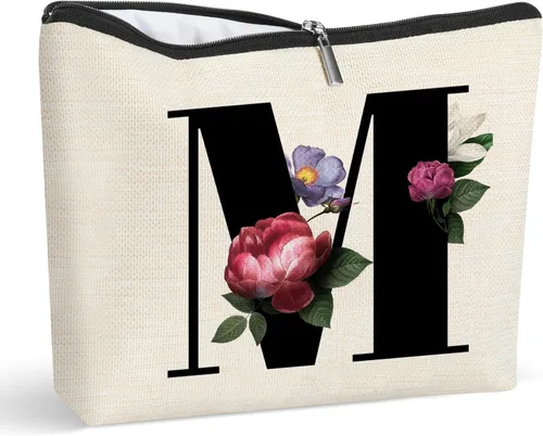 Miniatura 17 de Bolsa de maquillaje personalizada con inicial para mujer, bolsa de cosméticos con monograma, regalo de cumpleaños para mamá, regalo de dama