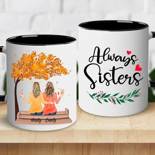 Miniatura 4 de WHIDOBE Taza personalizada para hermana (2 mujeres) personalizada de 11 onzas, 15 onzas, taza de cerámica para hermana, mejores amigas con avatares