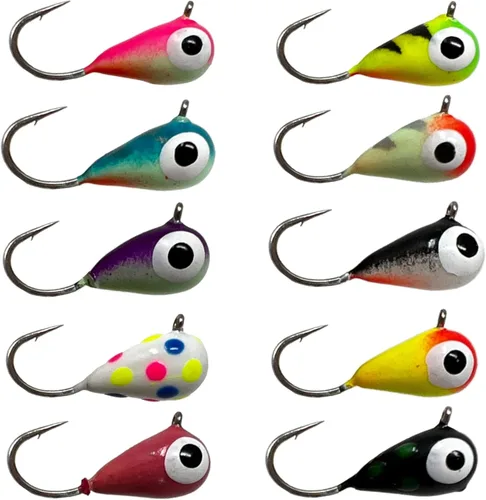 Reaction Tackle Plantillas de pesca en hielo de tungsteno - Plantilla súper sensible en forma de lágrima para panfish, crappie, lucioperca, perca,