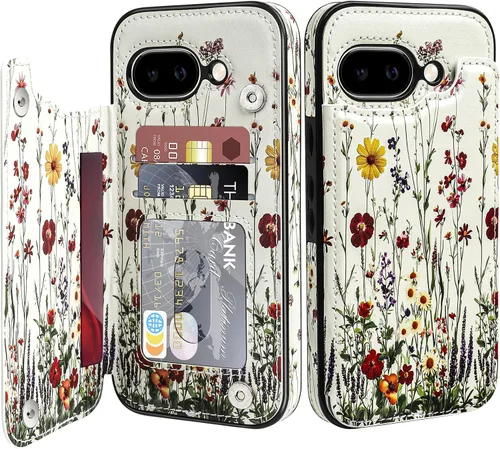 Miniatura 16 de Bizzib para Google Pixel 6A Funda de cuero tipo cartera con tarjetero, cubierta tipo libro con pata de pie, cierre magnético, funda protectora a