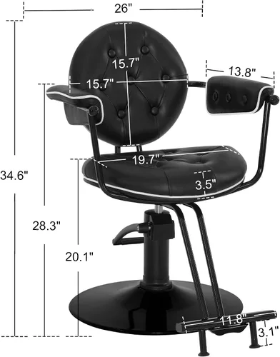 Miniatura 3 de BarberPub Silla de peluquería para estilista, silla de peluquería hidráulica, peluquería y salón en casa 8435 (negro)