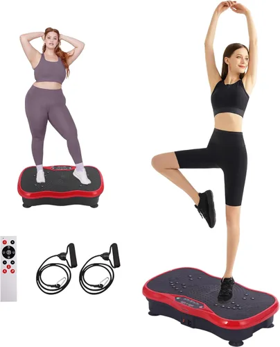 Miniatura 8 de Whole Body Vibration Plate Exercise Machine – Power Vibrating Plate for Lymphatic Drainage Weight Loss, Shake Plate Exercise Platform with Touch Rosa