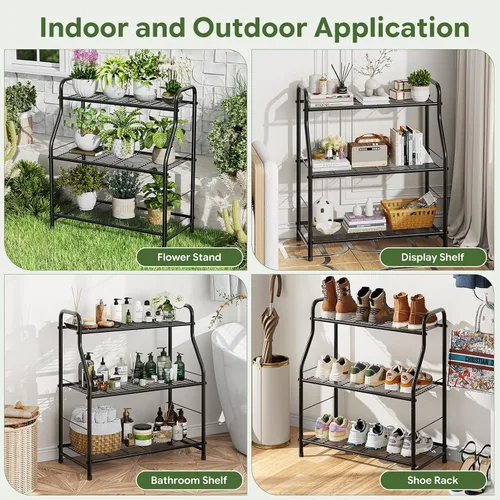 Miniatura 7 de Simple Trending Soporte para plantas de interior y exterior, estante para múltiples macetas de metal, 3 niveles, soporte grande para plantas