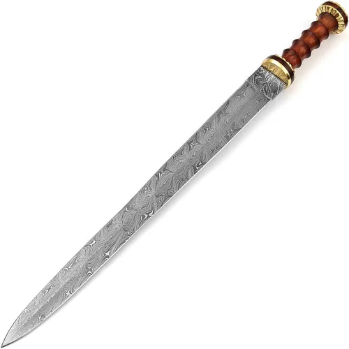 Miniatura 8 de Armory Replicas™ Hand-Forged Damascus Roman Gladius Sword with Leather Sheath – Collector & Reenactment Ready