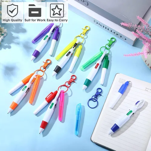 Miniatura 5 de Sherr 25 juegos de bolígrafos retráctiles para enfermeras con mini resaltador, marcador permanente, llavero, clip para porta credenciales