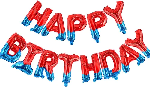 Miniatura 19 de CANREVEL Cartel de feliz cumpleaños, 13 letras de papel de aluminio de Mylar de 16 pulgadas con 12 globos de estrella, decoraciones de fiesta