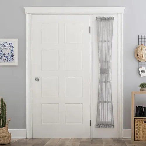 Miniatura 16 de No. 918 Emily Panel de Cortina Transparente de Gasa con Bolsillo para Barra para Puerta Lateral, 28" x 72", Cáscara de Huevo