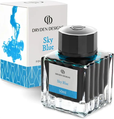 Miniatura 13 de Dryden Designs Botella de tinta para pluma estilográfica, edición de lujo, flujo suave, diseño compacto, 1.7 fl oz, color negro implacable