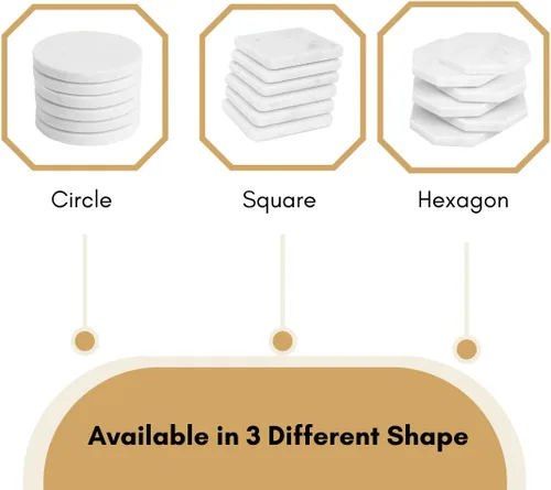 Miniatura 7 de Lukeville Luxury Linen Juego de 6 posavasos de mármol blanco – 4 pulgadas – Posavasos de cerámica para tazas, vidrio y bebidas, hecho a mano