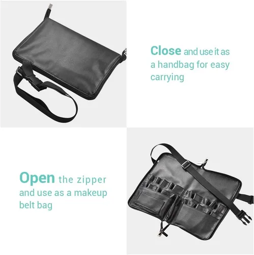Miniatura 3 de BYOOTIQUE 2 en 1 multi cepillo titular cintura cremallera bolsa profesional portátil plegable maquillaje cosmético bolsa con correa de cinturón