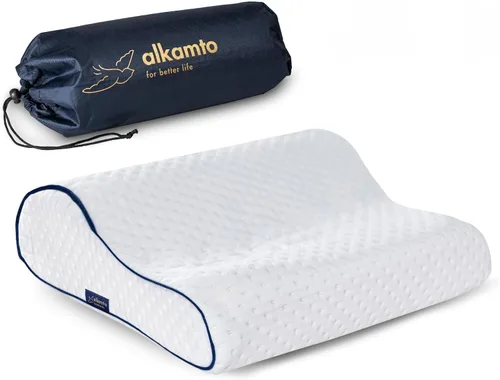 Miniatura 20 de alkamto Almohada de espuma viscoelástica cómoda para viajes y campamentos, bolsa portátil fácil de transportar, funda de almohada con regulación