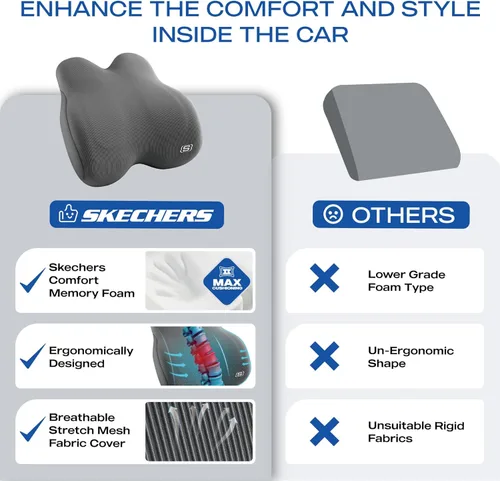 Miniatura 5 de Skechers Almohada lumbar de espuma viscoelástica, almohada de apoyo lumbar para oficina, silla, alivio del dolor de espalda baja, almohada lumbar