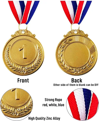 Miniatura 3 de Jauisus 6 medallas de oro para premios, medallas de metal para el primer lugar, estilo olímpico, premios para deportes, fiestas, torneos, premios