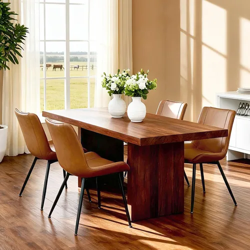 Miniatura 8 de Brage Living Juego de 2 sillas de comedor de piel sintética, modernas, sin brazos, para cocina, comedor, sillas laterales tapizadas con patas