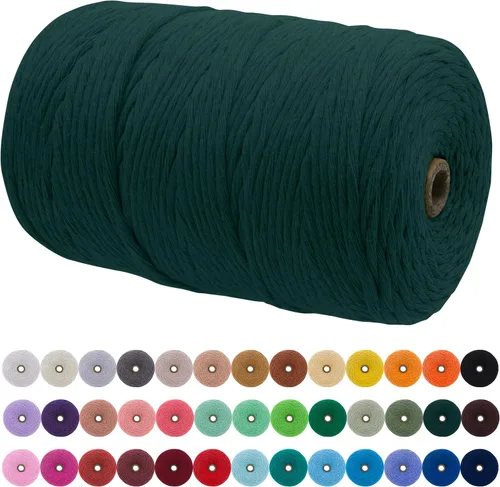 Miniatura 145 de JeogYong Cordón de macramé de un solo hilo 2mm x 164 yardas (492 pies) Cuerda de algodón suave, hilo de macramé 2 mm, suministros de macramé