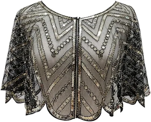 Miniatura 7 de Specell 1920s Handmade Sequin Beaded Evening Shawl Bridal Wrap Shawls and Wraps for Evening Dresses Wedding Shawl 10