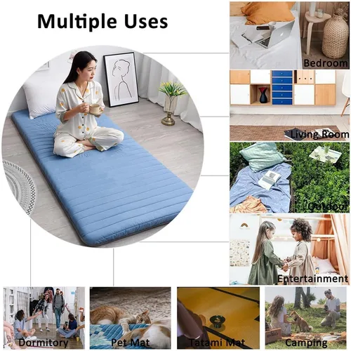 Miniatura 6 de Colchón de futón japonés de alto soporte, colchón de futón portátil, almohadilla para dormir adecuada para adultos y niños, estera plegable