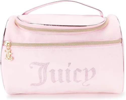 Miniatura 4 de Juicy Couture Bolsa de Maquillaje Organizador de Cosméticos Esenciales de Viaje Colgante Duffel de Terciopelo con Strass, Rosa