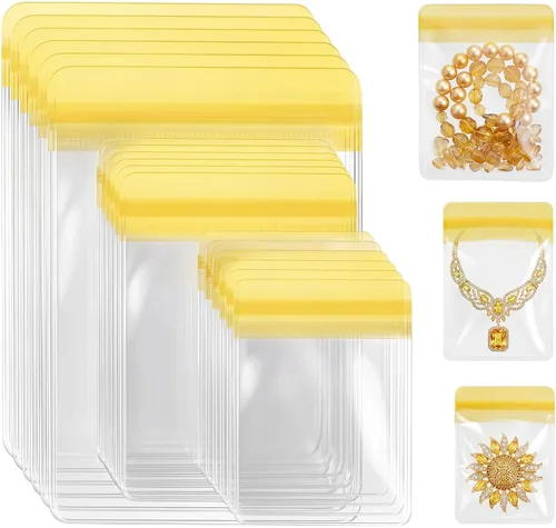Miniatura 16 de Clabby 120 bolsas de joyería de PVC transparente, bolsa de almacenamiento de joyas de plástico, anillos transparentes, aretes, bolsas antideslustre