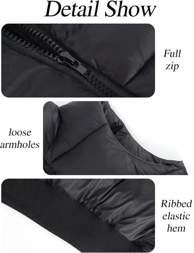 Miniatura 7 de Gihuo Chaleco acolchado recortado para mujer, sin mangas, chaqueta acolchada, chaleco acolchado para invierno, con cremallera completa, abrigo ligero