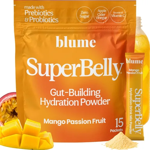 Miniatura 10 de Blume SuperBelly Paquetes de Salud Intestinal e Hidratación Para Llevar, Compatible con GLP-1, Sin Azúcar, con Prebióticos, Probióticos, Vinagre