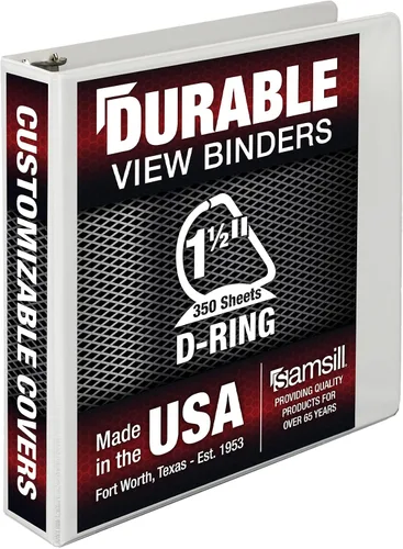 Miniatura 77 de Samsill - Carpeta duradera de 5 pulgadas, fabricada en los Estados Unidos, con anillos en D, transparente y personalizable, color blanco