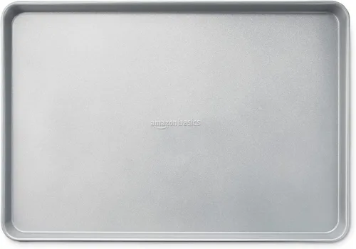 Miniatura 5 de Amazon Basics Juego de bandeja para hornear de cerámica antiadherente y rejilla de enfriamiento, sin tóxicos, tamaño de media hoja - 1 paquete, gris