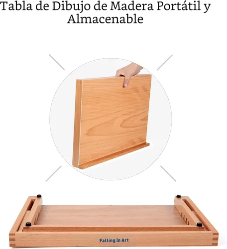 Miniatura 4 de Falling in Art - Caballete de mesa de madera con 5 posiciones, para dibujo y bocetos, 16 1/2 pulgadas por 12 1/8 pulgadas