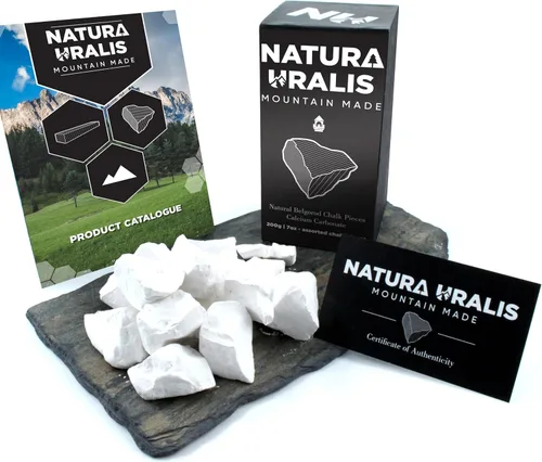 Natura Uralis Trozos de Tiza Premium Belgorod | 7 oz de Trozos de Tiza Blanca - Crujido Increíble, Textura Terrosa, Aterciopelada y Firme