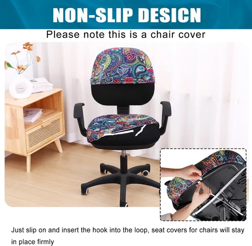 Miniatura 3 de Smiry Fundas elásticas para silla de computadora de oficina, universales, lavables, extraíbles y giratorias, fundas protectoras para asiento + Azul