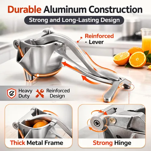 Miniatura 5 de Exprimidor manual de hierro fundido resistente, exprimidor de jugo de frutas de acero inoxidable para limón y naranja, exprimidor de prensa