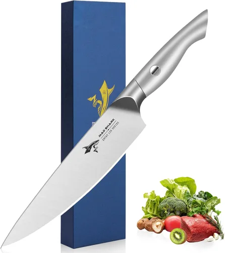 Miniatura 9 de MAD SHARK Cuchillo de chef de 8 pulgadas, cuchillo de cocina de alto carbono de acero inoxidable con mango ergonómico, cuchillo de cocina con caja