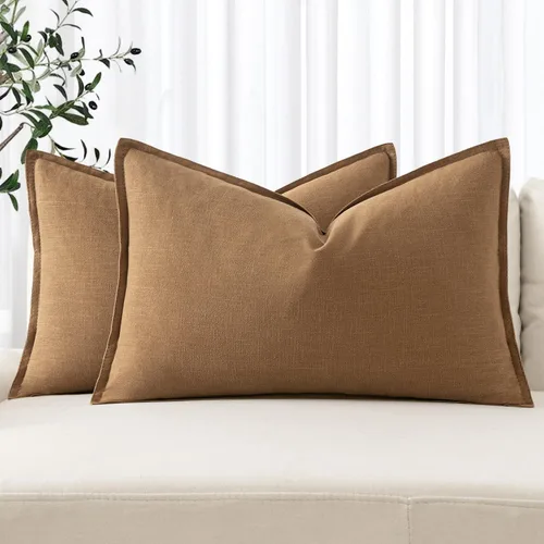 Miniatura 59 de MIULEE - Juego de 2 fundas de almohada decorativas de lino, estilo bohemio, rústico, neutral, para sofá, cama, 16 x 16 pulgadas, color marrón
