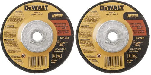 DEWALT Muela abrasiva, uso general para metal, 4-1/2 pulgadas x 1/4 pulgadas x 5/8 pulgadas (DW4523) (paquete de 2)