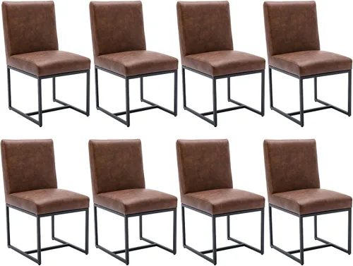 Miniatura 15 de Shunzhi Juego de 2 sillas de comedor modernas tapizadas de cuero PU, sillas de comedor de mediados de siglo, sillas laterales sin brazos, cómodas