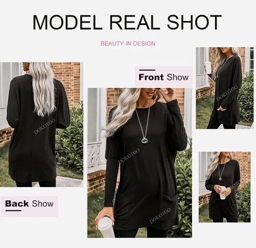 Miniatura 3 de Dokotoo Camisas casuales de manga larga para mujer, sudaderas ligeras con bolsillos
