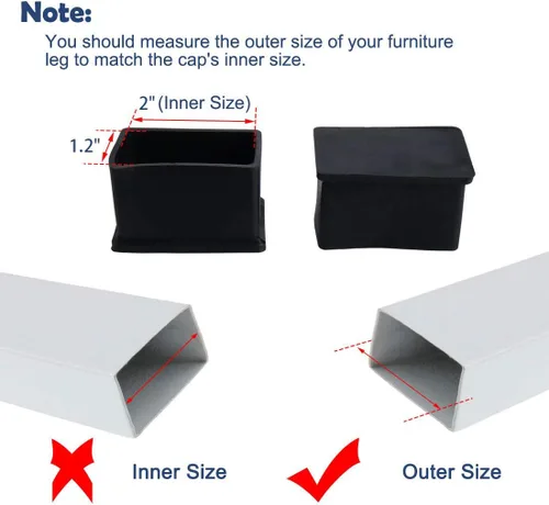 Miniatura 3 de uxcell Tapas rectangulares de goma para patas de silla, almohadilla de extremo, cubierta de pies para muebles, protector de suelo deslizante