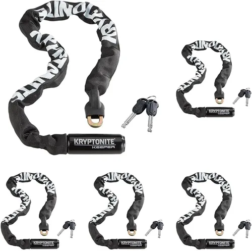 Miniatura 9 de Kryptonite Keeper 785 Candado de Cadena para Bicicleta, 2.8 Pies de Largo, Candado de Cadena para Bicicleta Resistente Antirrobo con Llaves para Gris