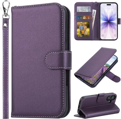 Miniatura 28 de ULAK Compatible con iPhone 15 Estuche tipo cartera para mujer, funda tipo billetera de piel PU premium con tarjetero, función de caballete, estuche