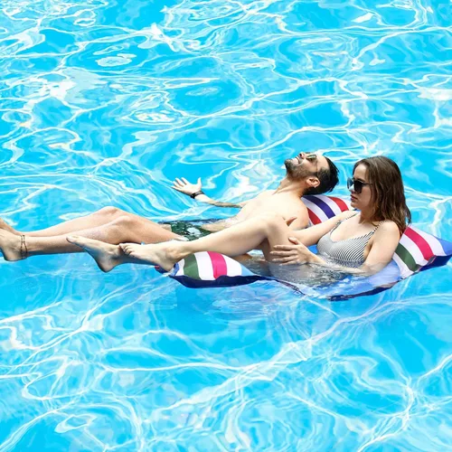 Miniatura 3 de FindUWill Flotadores de tela para piscina, XL, paquete de 2 hamacas inflables 4 en 1 (silla, silla, hamaca, flotador), tumbona flotante de piscina