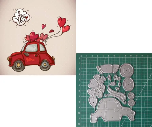 Miniatura 4 de Marco de metal para automóvil y corazones, troqueles de corte de boda, plantillas cortadas para álbumes de recortes, fotos, papel decorativo