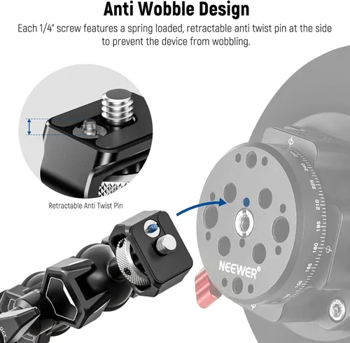 Miniatura 4 de NEEWER Brazo mágico compatible con GoPro 13 Hero 12 11 10 DJI Osmo Action 4 3 Insta360 One X3 GO3 SmallRig, adaptador de brazo articulado