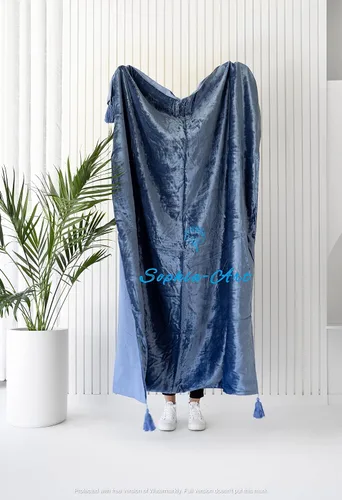 Miniatura 27 de Sophia-Art Manta de terciopelo triturado de lujo con borlas, para sofá o cama, manta suave, bohemia y cálida, acogedora, felpa ligera