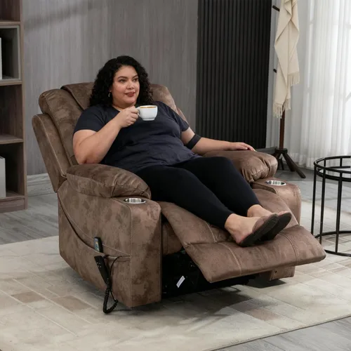 Miniatura 2 de Silla reclinable eléctrica de gran tamaño para personas grandes y altas, silla reclinable eléctrica grande de 25 pulgadas con masaje y calefacción