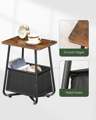 Miniatura 8 de CHOEZON Mesa auxiliar de guardería con cesta de tela extraíble, mesa auxiliar pequeña para espacios pequeños, mesita de noche para guardería, sofá